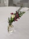 Flower arrangement table setting Royalty Free Stock Photo