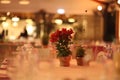 Flower arrangement on table in a weding