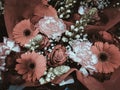 Flower arrangement for wedding, Valentine day. Background. Vintage Style