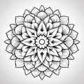 Hand Drawn Round Flower: Ornamental Multilayered Dimensions In Black And White Royalty Free Stock Photo