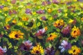 Flower artwork handmade abstract oil painting bright flowers floral landscape