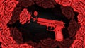 Flower background red roses gun natural vector background