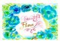 Flower background beautiful flora watercolor painting