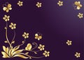 Flower background with butterflies. Gold