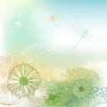 Flower background with dragonfly