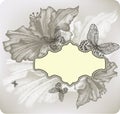 Flower background with frame and hibiscus, vector illustration.