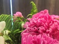 Flower background with peonies, bouquet of peonies