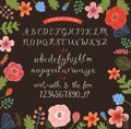 Flower background with a set of handwritten letters