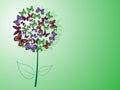 Flower ball of butterflies green background Royalty Free Stock Photo