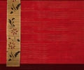 Flower bamboo banner on red wood background 2