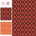 Flower 6 8 batik red orange style symmetry seamless pattern Royalty Free Stock Photo