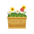 Flower bed icon, cartoon style Royalty Free Stock Photo