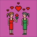 Flower for beloved girlfriend, pixel art vector illustration