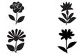 Flower Black Silhouette Icons Vector Set Royalty Free Stock Photo