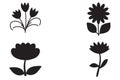 Flower Black Silhouette Icons Vector Set Royalty Free Stock Photo