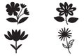 Flower Black Silhouette Icons Vector Set Royalty Free Stock Photo