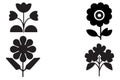 Flower Black Silhouette Icons Vector Set Royalty Free Stock Photo