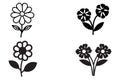 Flower Black Silhouette Icons Vector Set Royalty Free Stock Photo