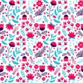 Flower blooming and floral seamless pattern colorful isolated in white background Royalty Free Stock Photo