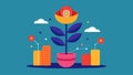 A flower blooming representing the growth and storage of data.. Vector illustration. Royalty Free Stock Photo