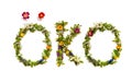 Flower And Blossom Letter Building Word Oeko Means Eco