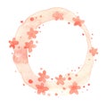 Flower blossom pink color wreath watercolor Royalty Free Stock Photo