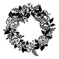 Flower blossom Wreath circle sign paper cut art vector design