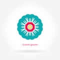 Flower blue bright juicy logo. Mandala logo. Business, invitations. Kaleidoscope Royalty Free Stock Photo