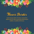 Flower border cute spring summer flower flat style