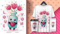 Flower bottle poster and merchandising