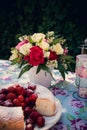 Flower bouquet and angelfood cake