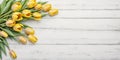 Flower Bouquet of beautiful golden fresh tulip on white background.,Top view.