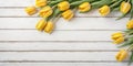 Flower Bouquet of beautiful golden fresh tulip on white background.,Top view.