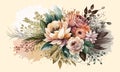 Flower Bouquet floral bunch, vector boho design object, element. Peach, creamy pale pink Anemone Poppy Rose flowers Royalty Free Stock Photo