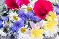 A flower bouquet with a lot of a different flowers Royalty Free Stock Photo