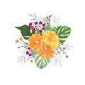 Flower bouquet over white background. Floral design greeting card Royalty Free Stock Photo