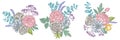 Flower bouquet of pastel roses, anemone, eucalyptus, lavender, peony, viburnum Royalty Free Stock Photo