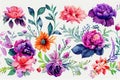 Flower bouquet set watercolor pieces of artwork design