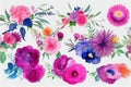 Flower bouquet set watercolor pieces of artwork design