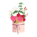 Flower bouquet in vase semi flat RGB color vector illustration