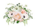 Flower Bouquet vector design object element. Peach pink garden R Royalty Free Stock Photo