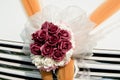 Flower bouquet on wedding car Royalty Free Stock Photo