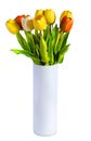 Flower bouquet from yellow tulips in vase isolated Royalty Free Stock Photo