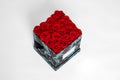 Flower box intended for home decor, weddings, anniversaries, birthdays and other celebrations. Red roses Royalty Free Stock Photo