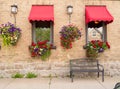 Flower boxes and hanging plants