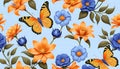 Flower butterfly alive design isolated decoration wallpaper