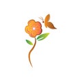 Flower and butterfly, colorful icon design, vector illustration Royalty Free Stock Photo