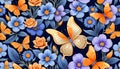 Flower butterfly wall decoration wallpaper natural collection