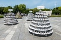 Flower Candle message stand at Hiroshima Peace Memorial park Royalty Free Stock Photo