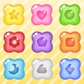 Flower candy block puzzle button glossy jelly. Royalty Free Stock Photo